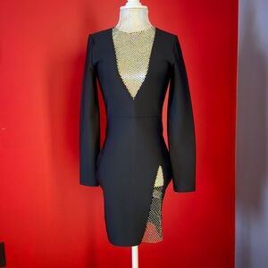 Chic Black Dress with Gold Accents